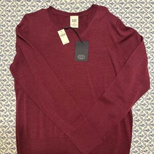 GAP Burgundy Sweater Merino Wool Large/tall